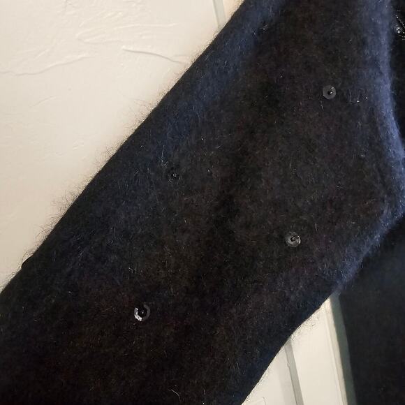 Vintage Rafaella Sweater Women Medium Black Lambswool Angora Beaded Glam Classic - Picture 6 of 10